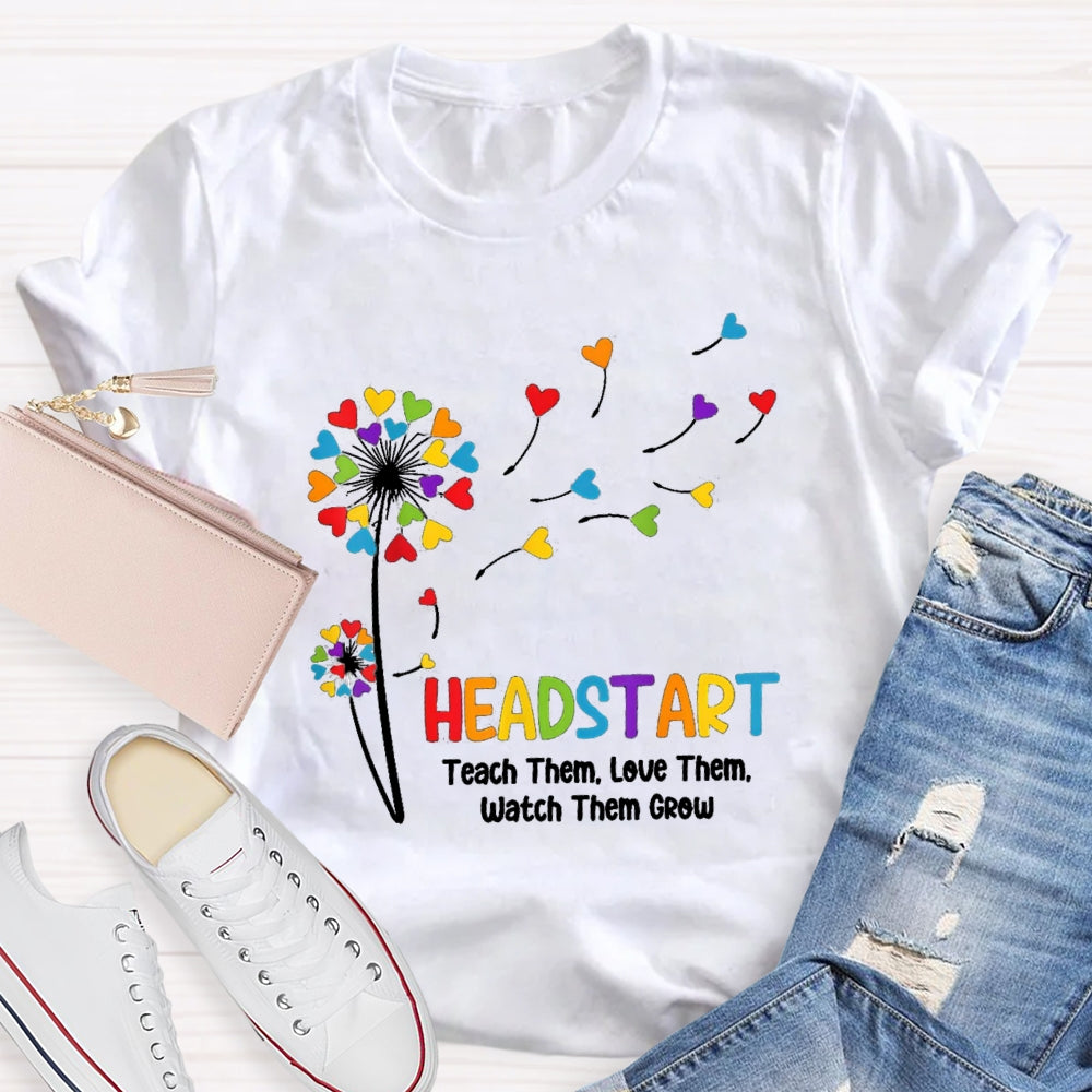 Head Start Teach Them Love Them Watch Them Grow Heart Balloon T-shirt