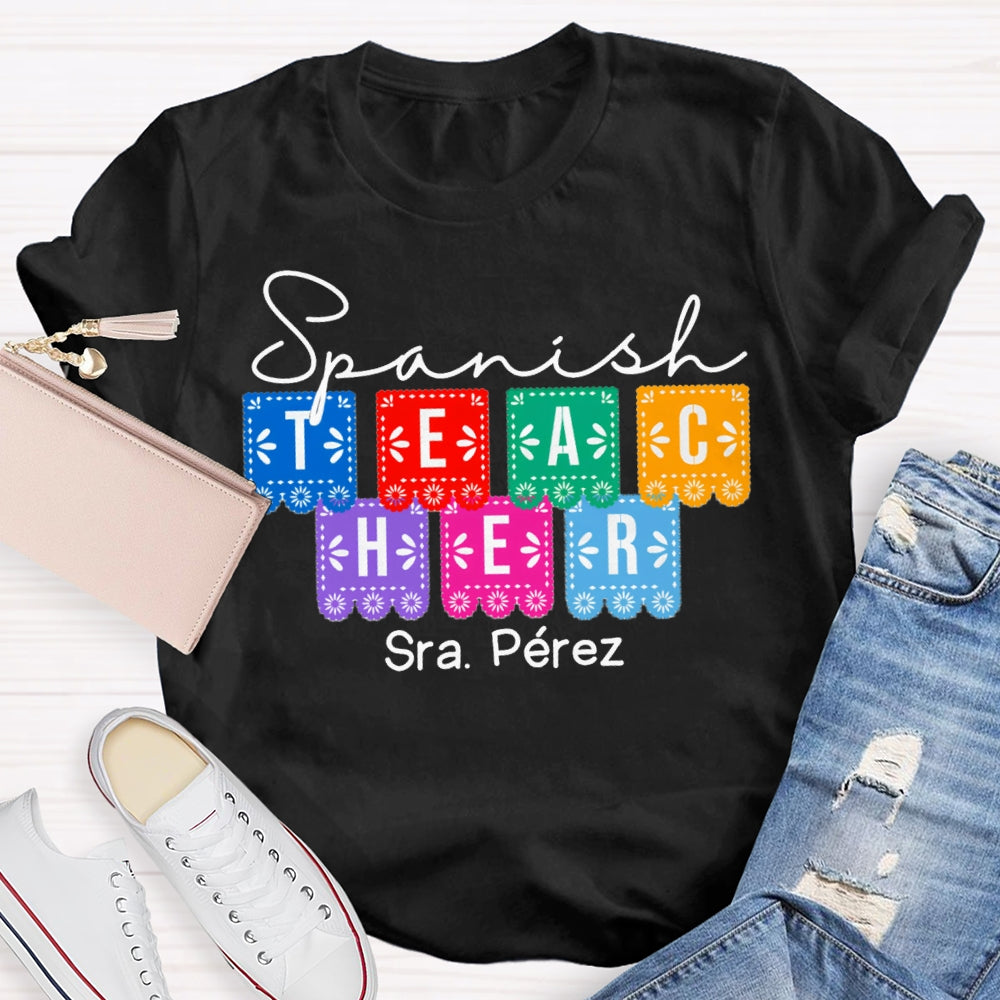 Personalized Name Spanish Bilingual Teacher T-shirt