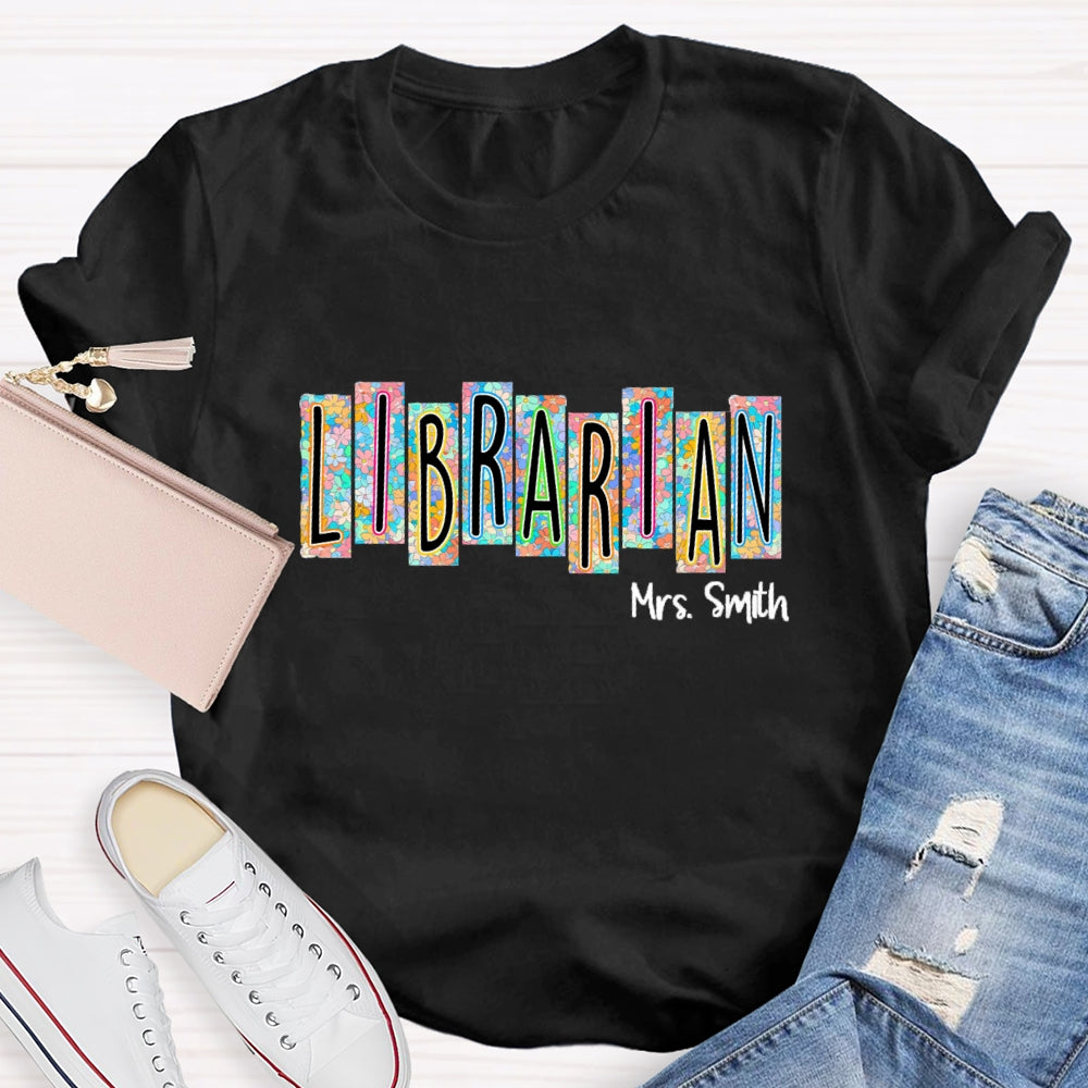 Personalized Librarian Name Floral  T-Shirt