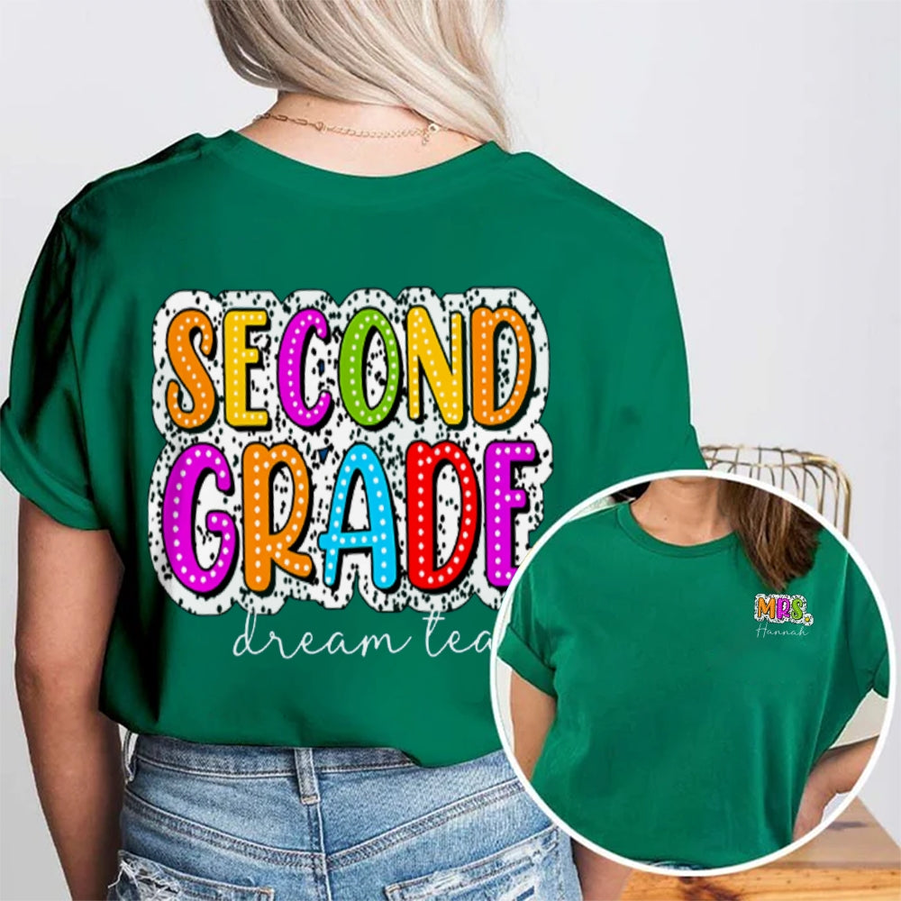 Personalized Grade And Name Colorful Letter Double Printed T-shirt