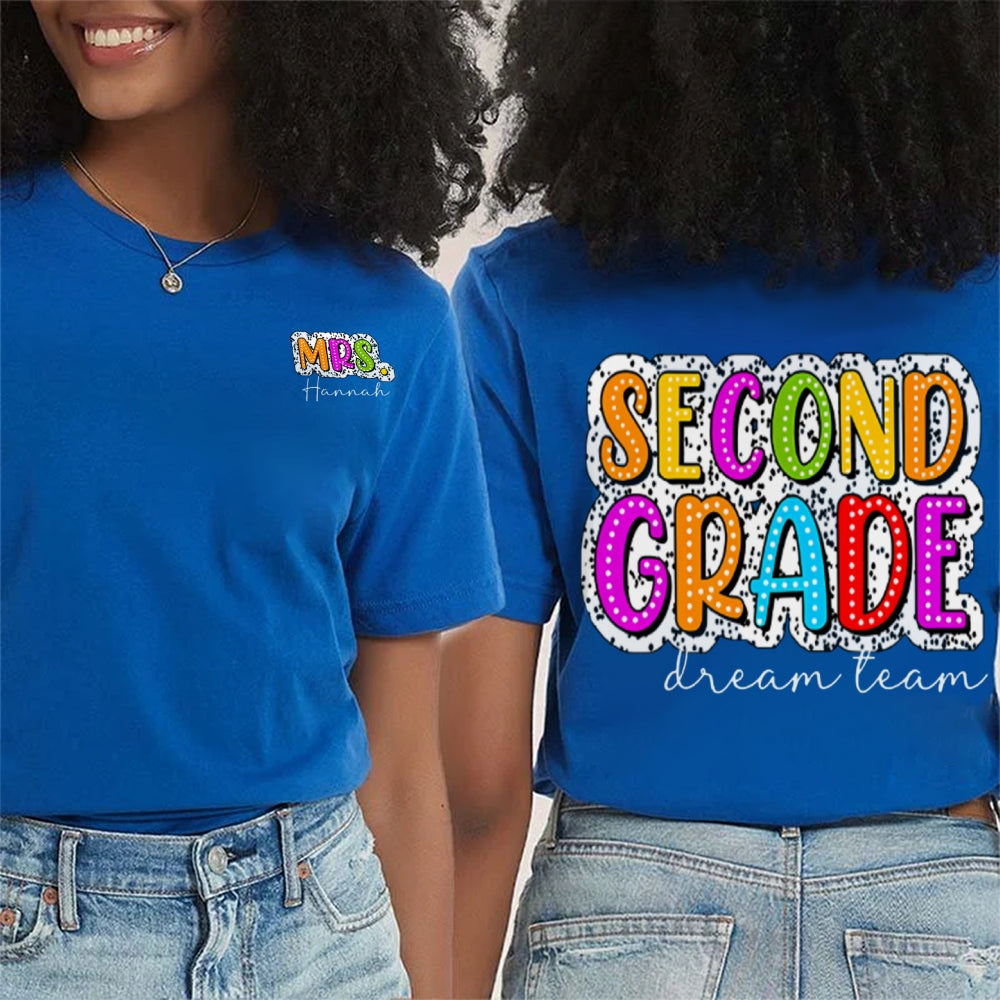 Personalized Grade And Name Colorful Letter Double Printed T-shirt