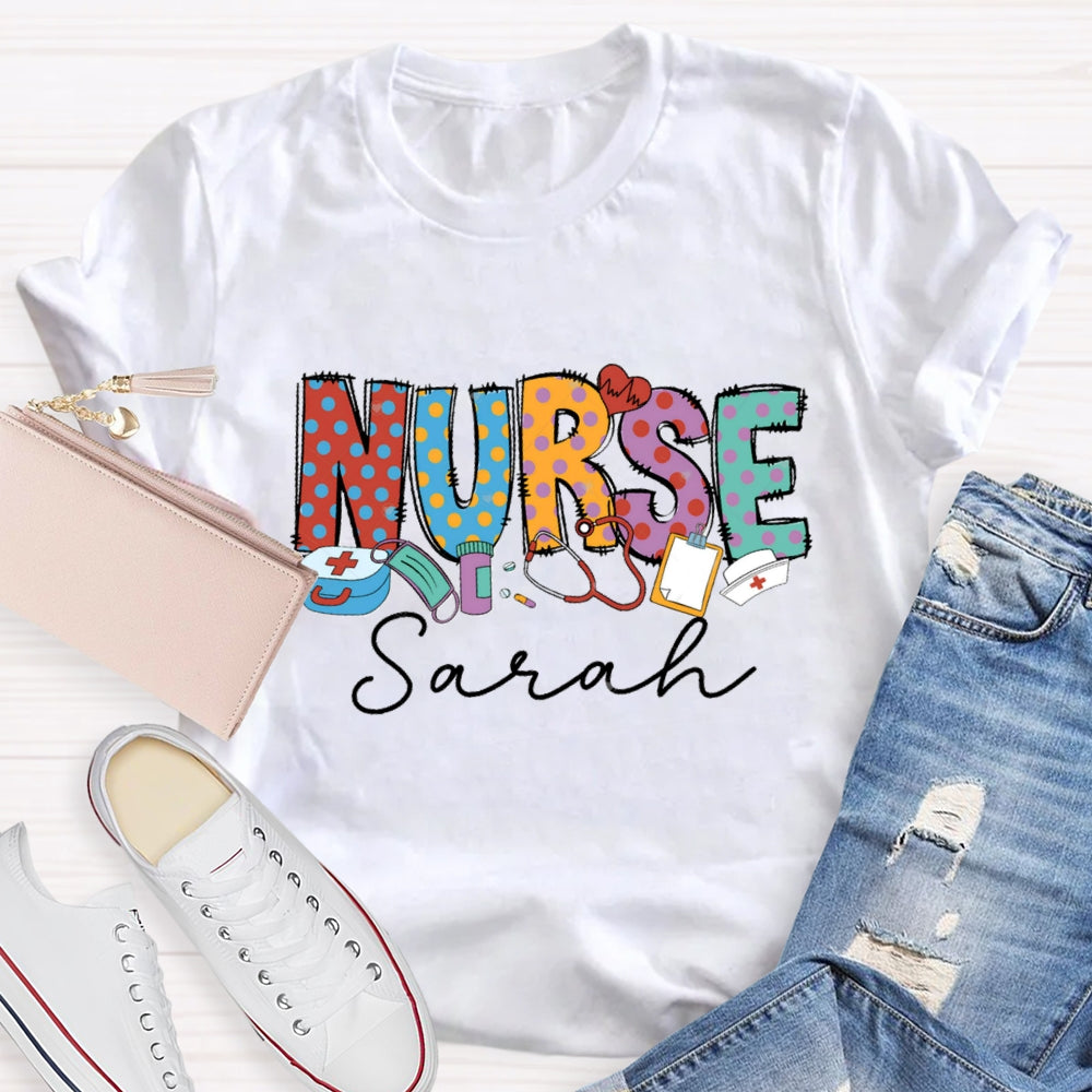 Personalized Name Nurse Medical Kit And Nurse Hat T-shirt