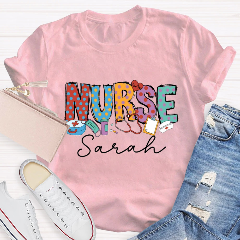 Personalized Name Nurse Medical Kit And Nurse Hat T-shirt