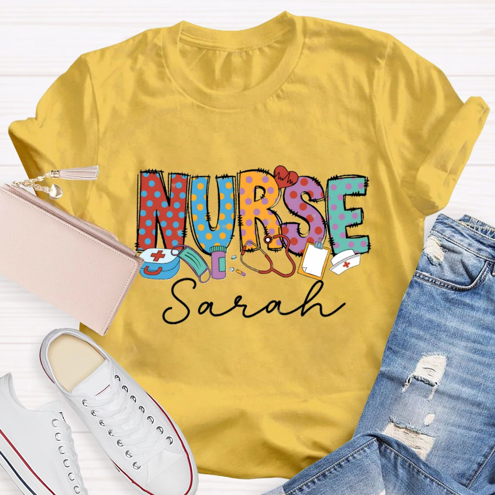 Personalized Name Nurse Medical Kit And Nurse Hat T-shirt