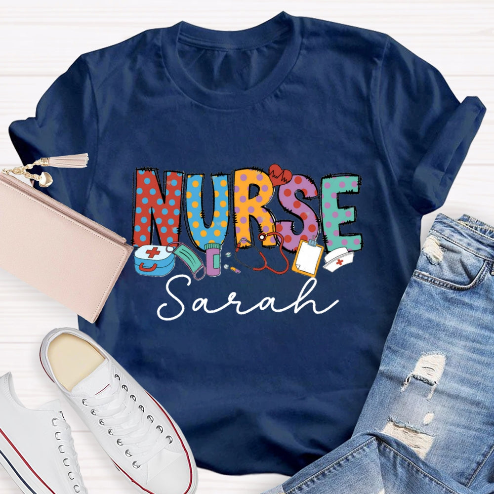 Personalized Name Nurse Medical Kit And Nurse Hat T-shirt