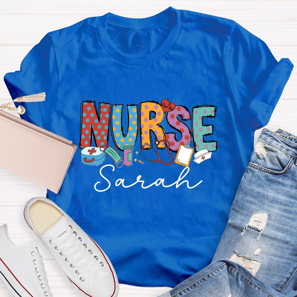Personalized Name Nurse Medical Kit And Nurse Hat T-shirt