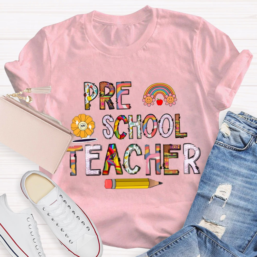 Personalized Grade Rainbow Teacher T-Shirt