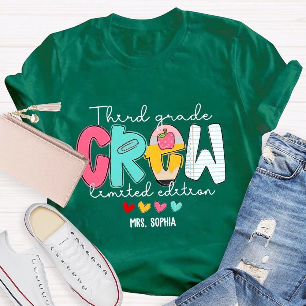 Personalized Grade And Name Third Grade Crew Limited Edition T-Shirt