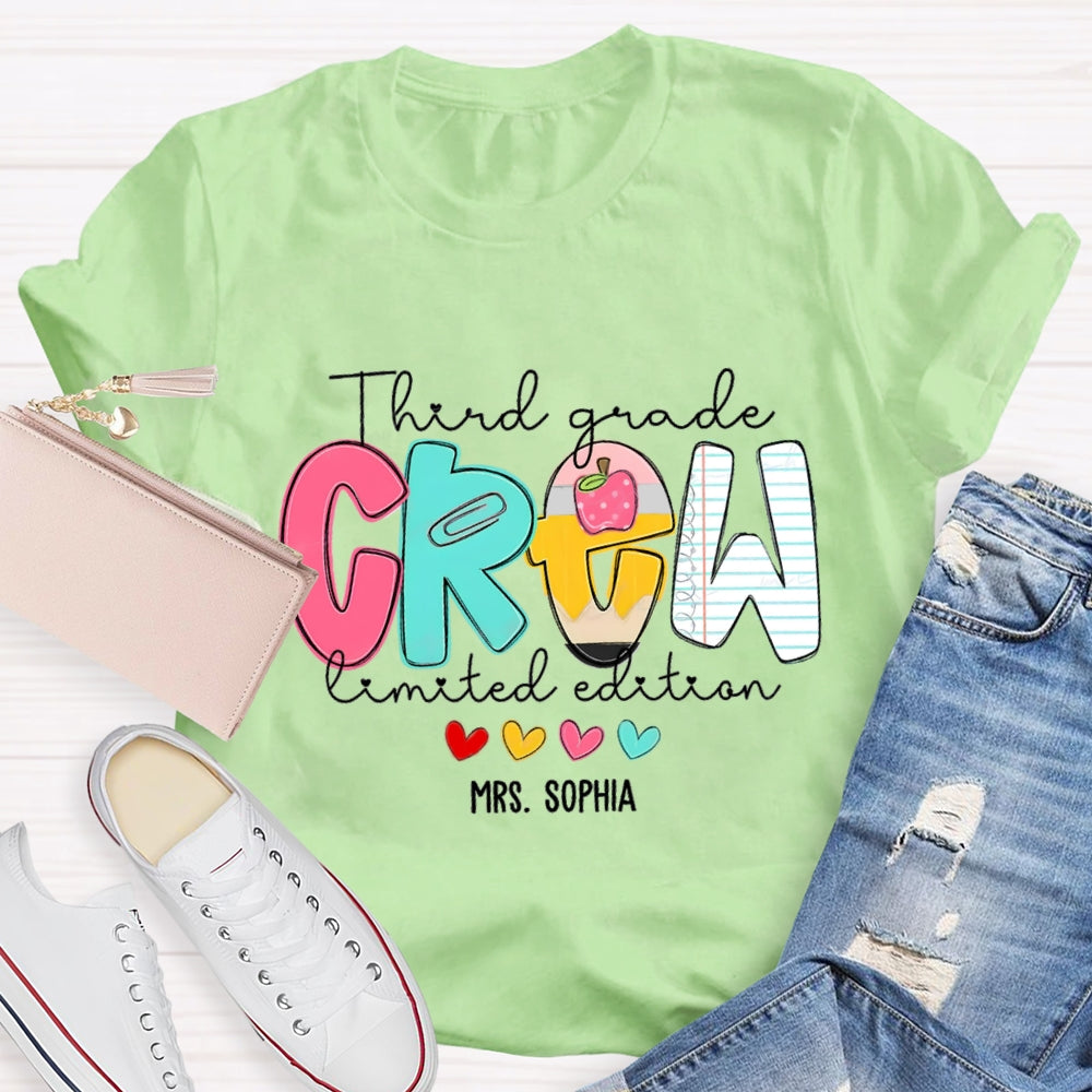 Personalized Grade And Name Third Grade Crew Limited Edition T-Shirt