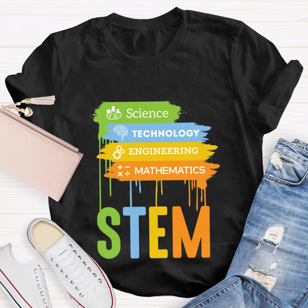 Science Technology Engineering Math Color Block T-shirt