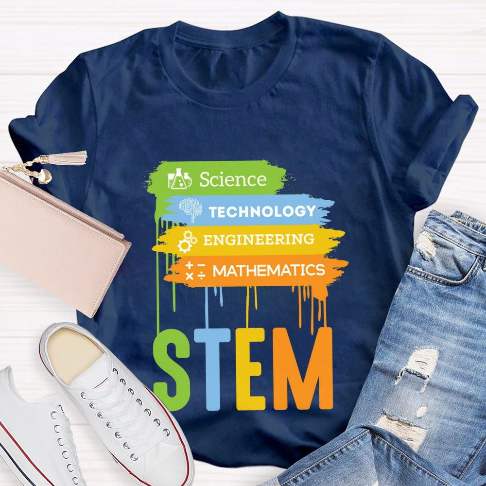 Science Technology Engineering Math Color Block T-shirt