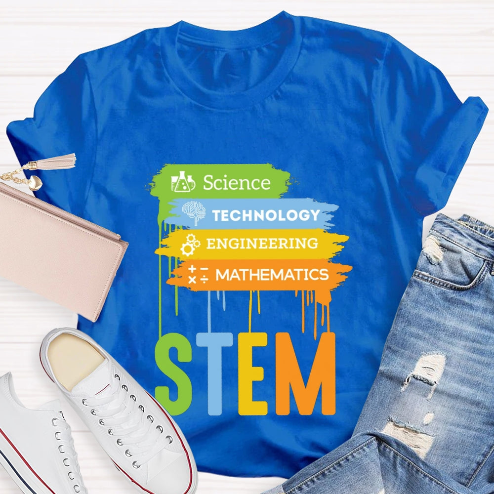Science Technology Engineering Math Color Block T-shirt
