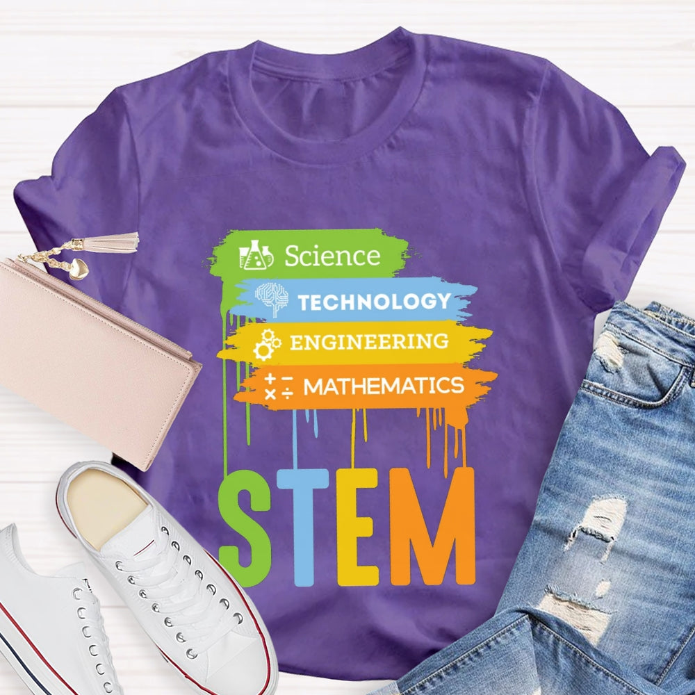 Science Technology Engineering Math Color Block T-shirt