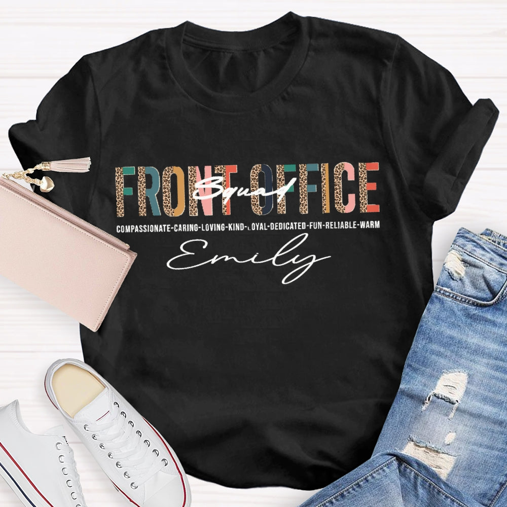 Personalized Name Front Office Squad Leopard Printed T-Shirt