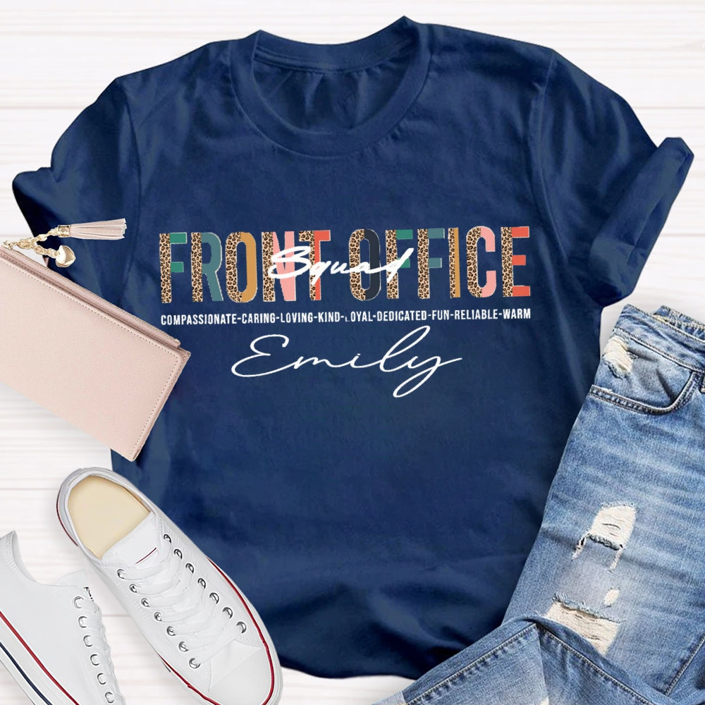 Personalized Name Front Office Squad Leopard Printed T-Shirt