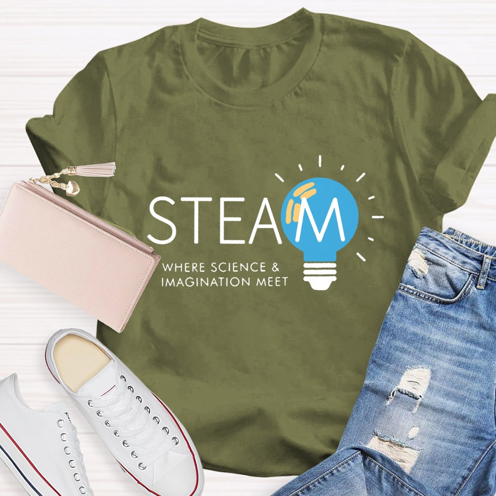 Steam Teacher Where Science And Imagination Meet T-Shirt
