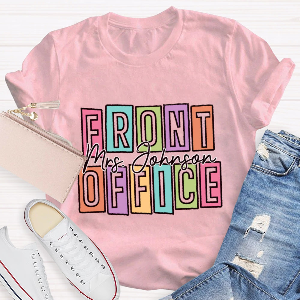 Personalized Name Front Office Square Letters T-shirt
