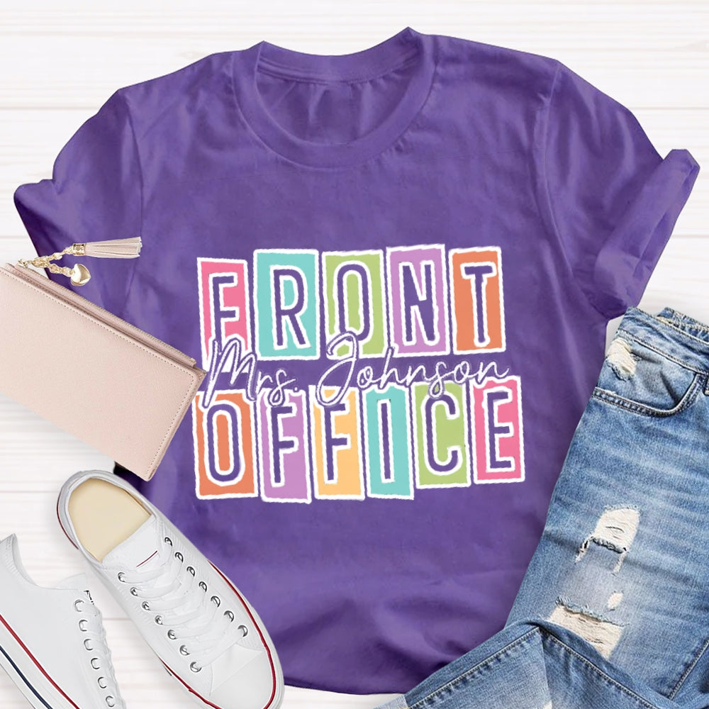 Personalized Name Front Office Square Letters T-shirt