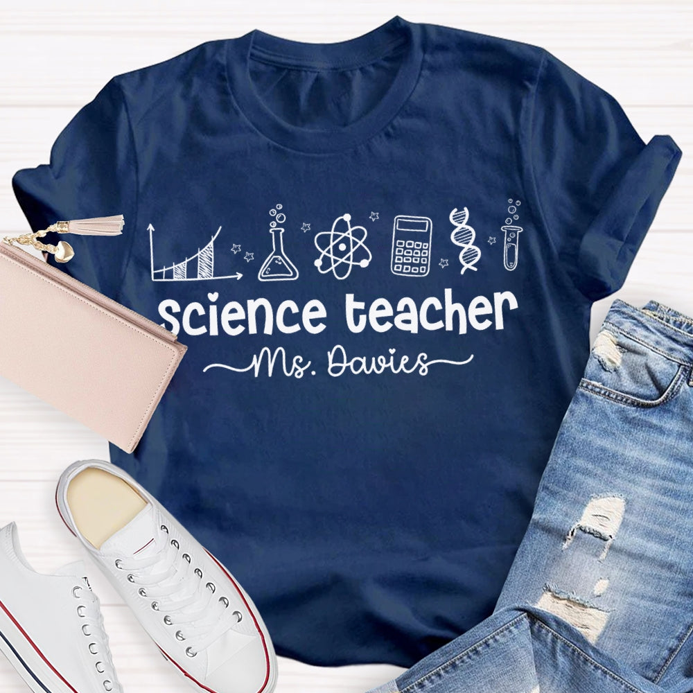 Personalized Name Experimental Equipment Science Teacher T-shirt