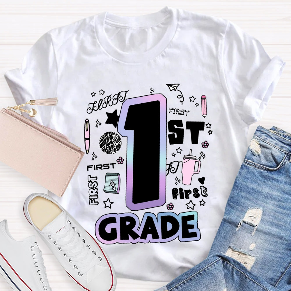 Personalized Grade First Grade Teacher Supplies T-shirt