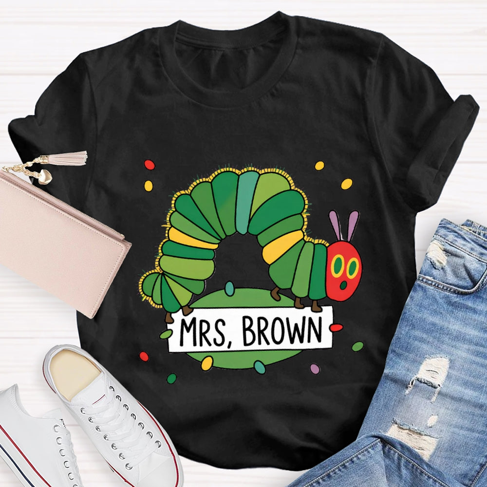 Personalized Name Caterpillar Exploring Knowledge T-Shirt