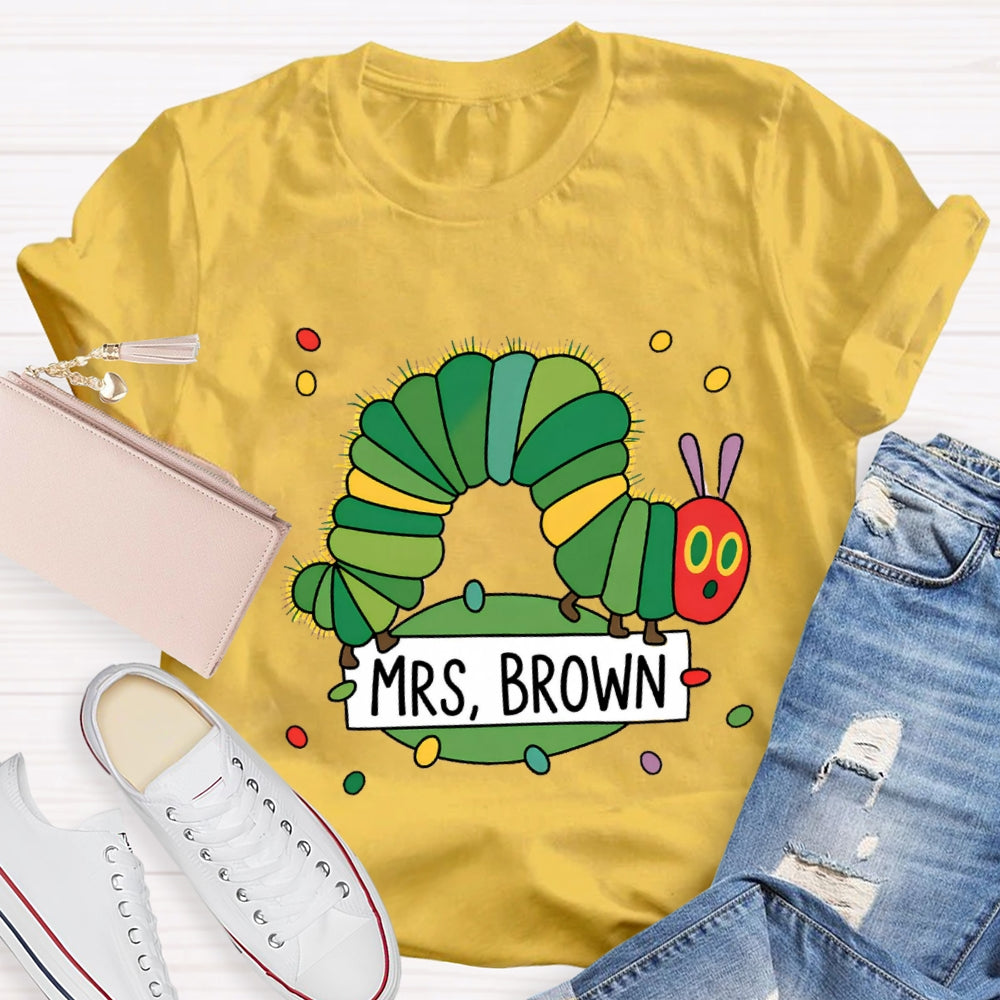 Personalized Name Caterpillar Exploring Knowledge T-Shirt