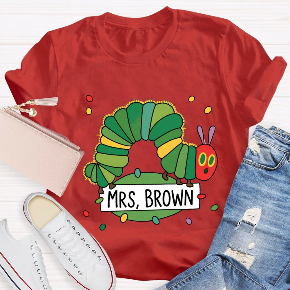 Personalized Name Caterpillar Exploring Knowledge T-Shirt