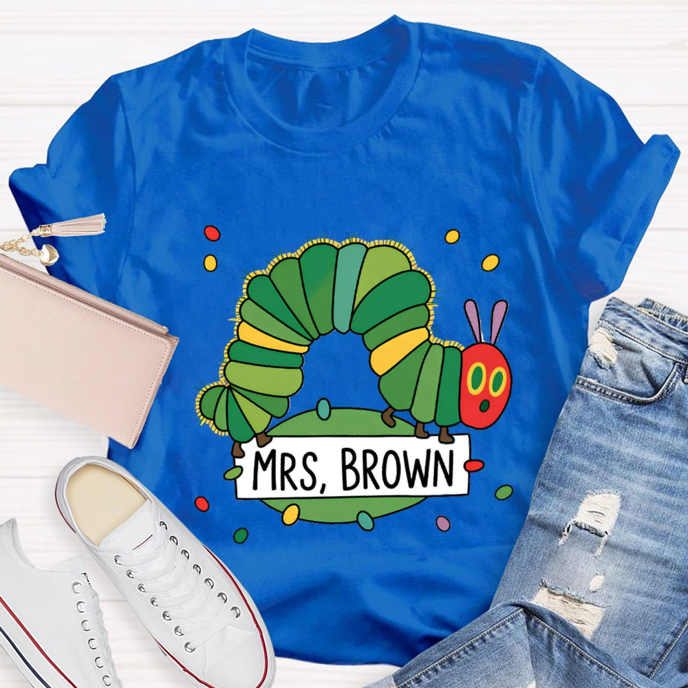 Personalized Name Caterpillar Exploring Knowledge T-Shirt
