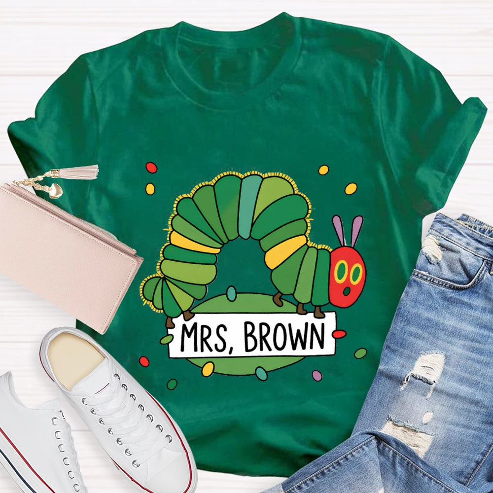 Personalized Name Caterpillar Exploring Knowledge T-Shirt