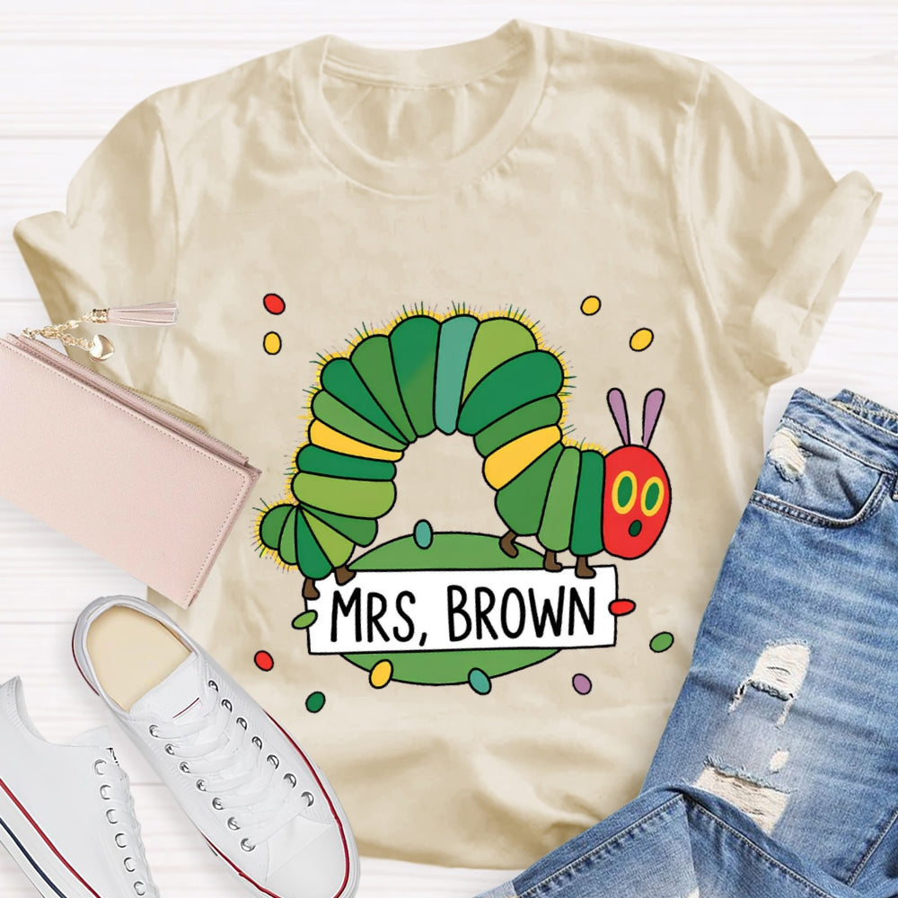 Personalized Name Caterpillar Exploring Knowledge T-Shirt