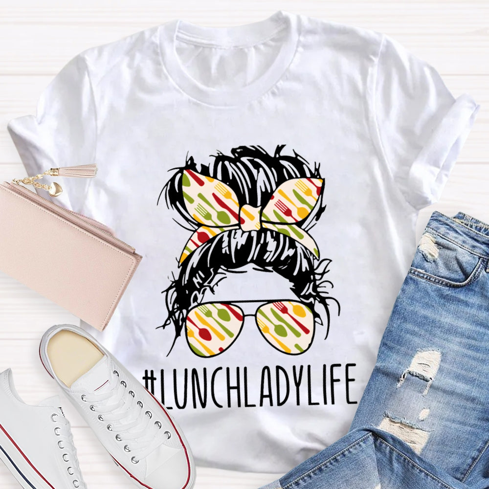 Lunch Lady Colorful Headband And Sunglasses T-shirt