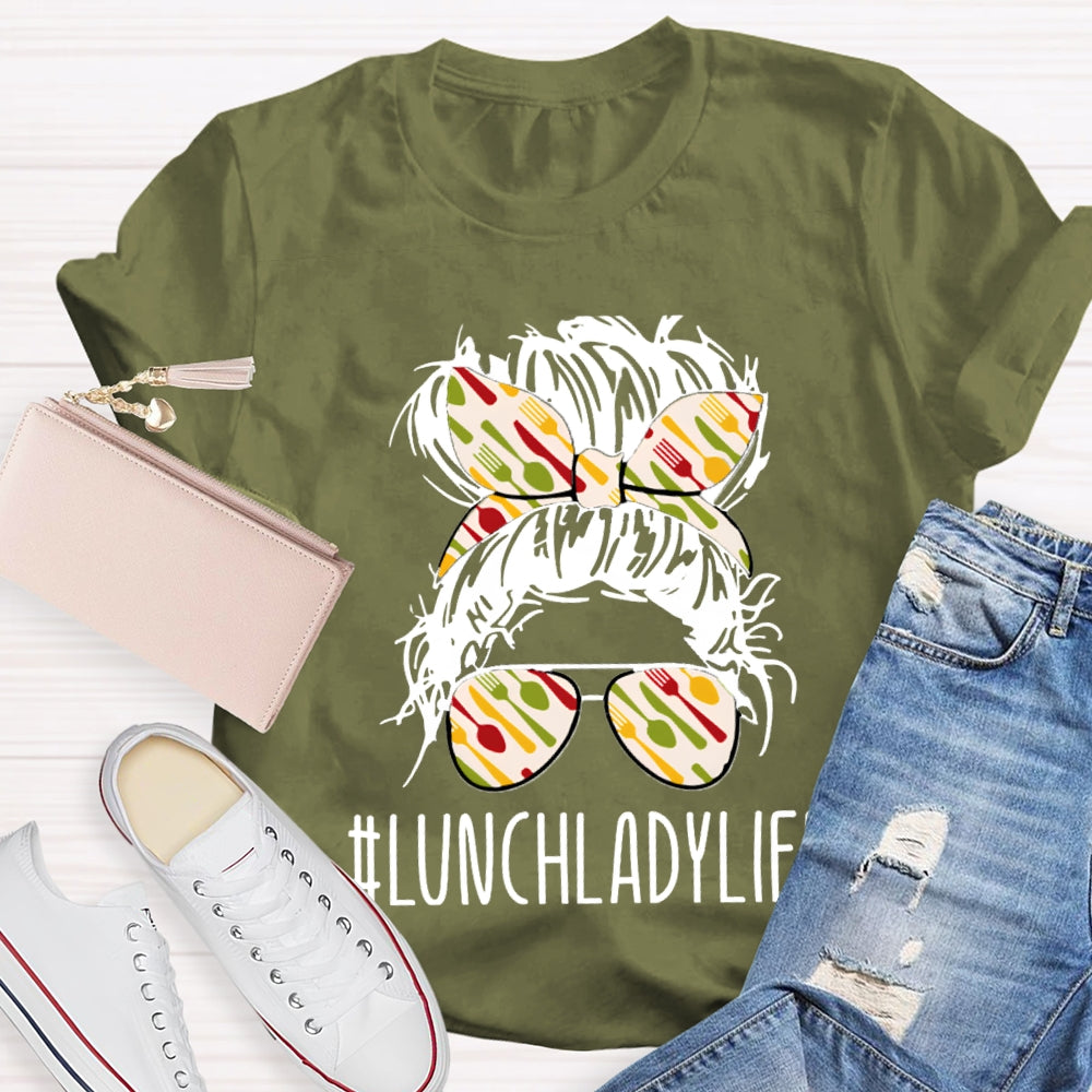 Lunch Lady Colorful Headband And Sunglasses T-shirt