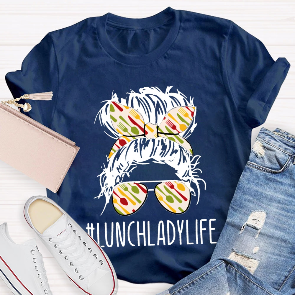 Lunch Lady Colorful Headband And Sunglasses T-shirt