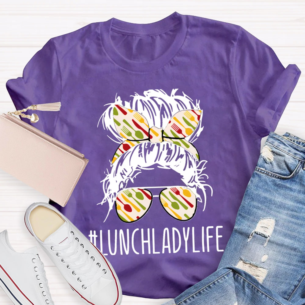 Lunch Lady Colorful Headband And Sunglasses T-shirt
