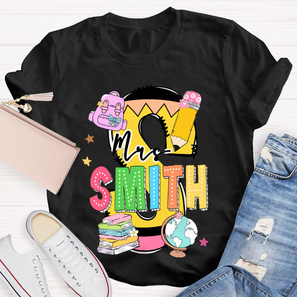 Personalized Name Teachers Book Design T-shirt