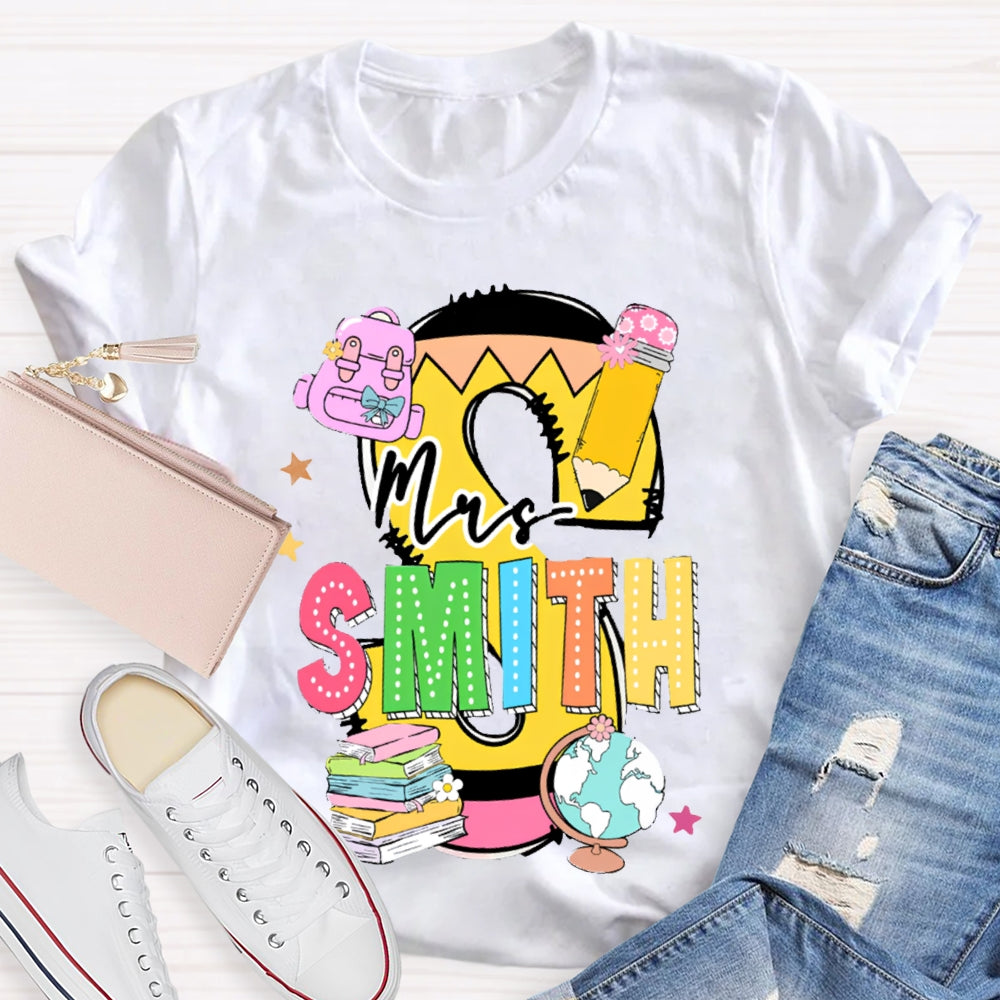 Personalized Name Teachers Book Design T-shirt
