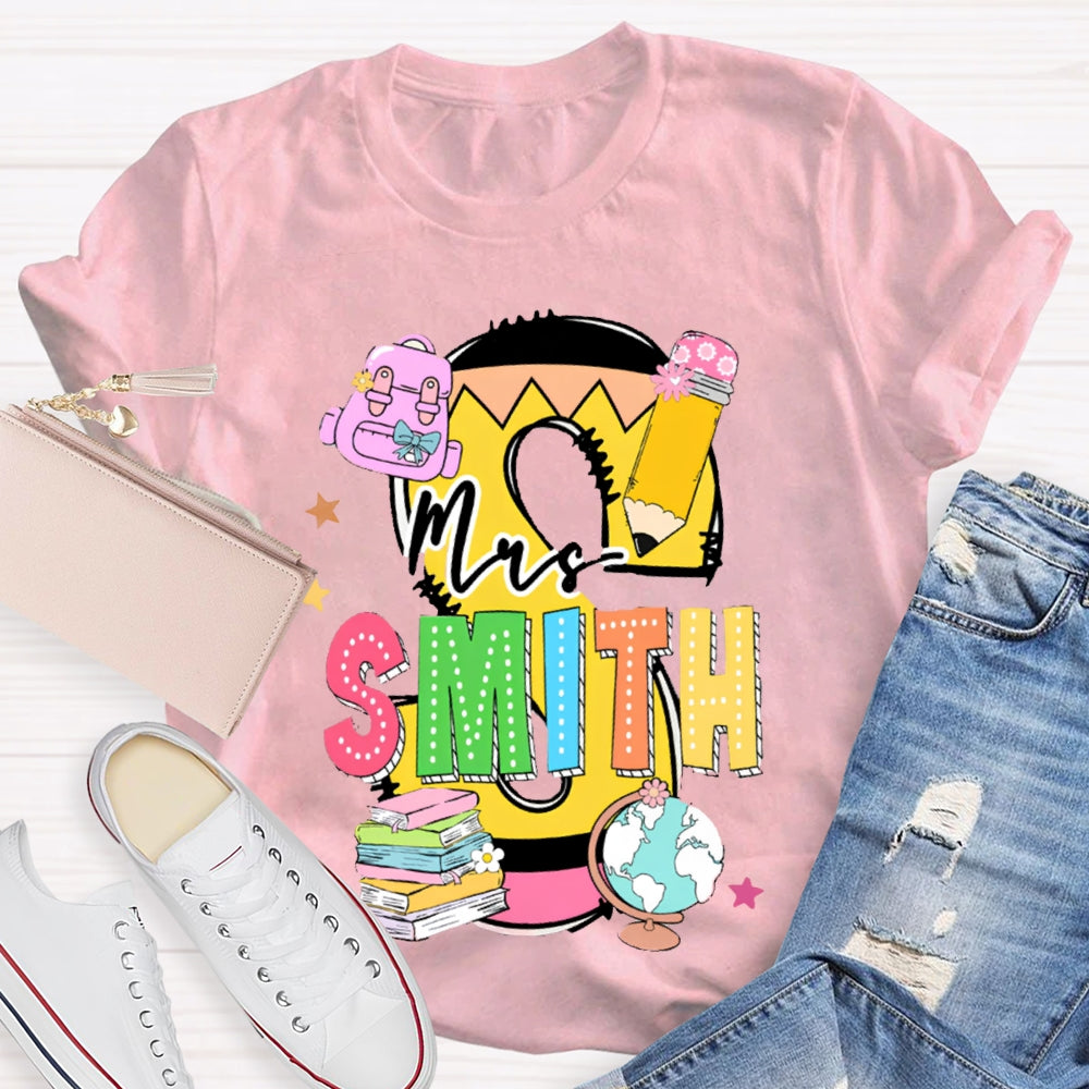 Personalized Name Teachers Book Design T-shirt