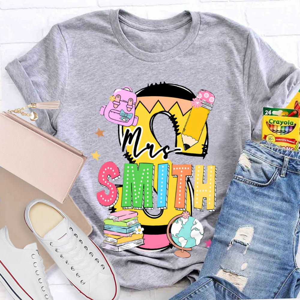 Personalized Name Teachers Book Design T-shirt