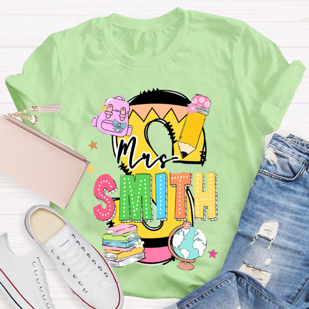 Personalized Name Teachers Book Design T-shirt