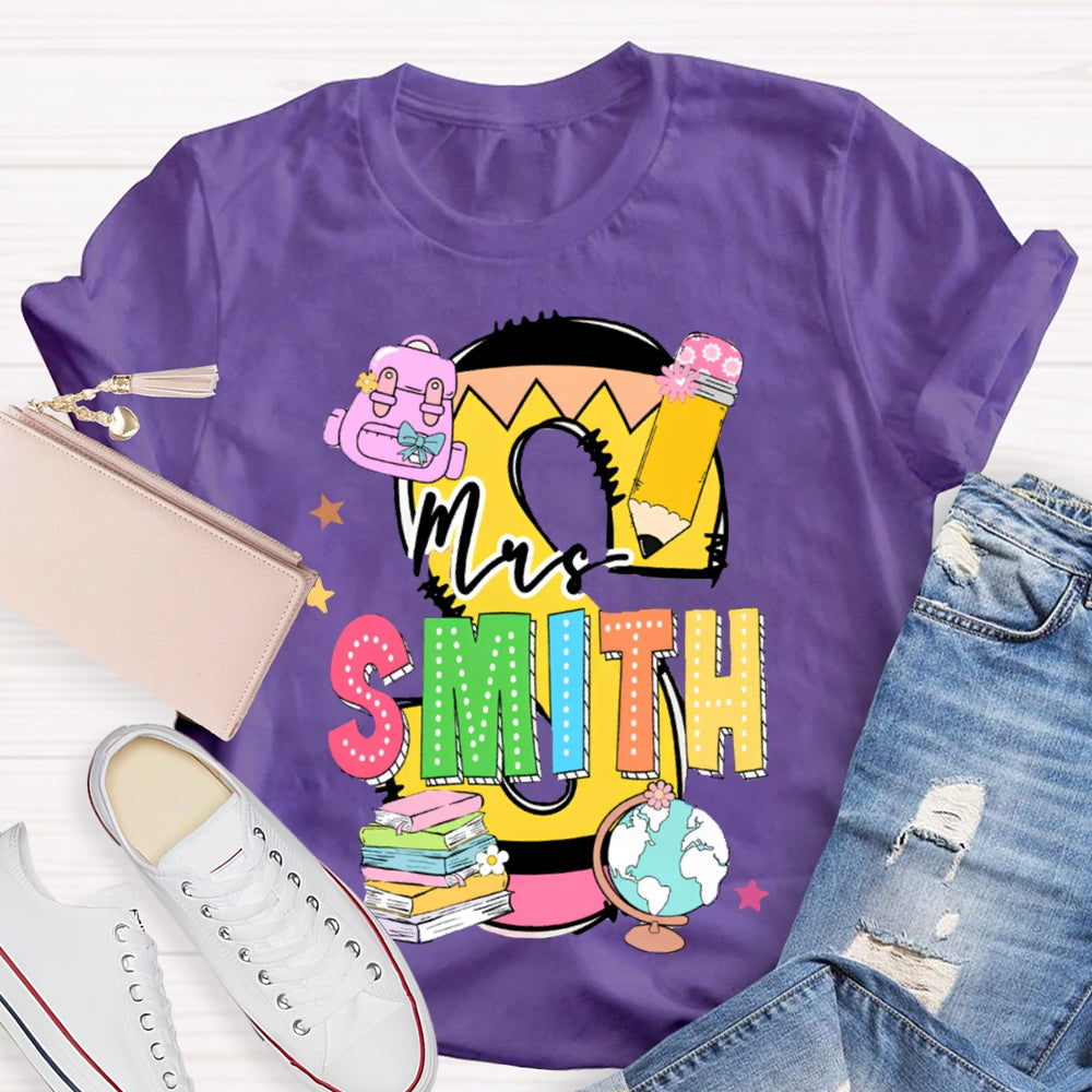 Personalized Name Teachers Book Design T-shirt