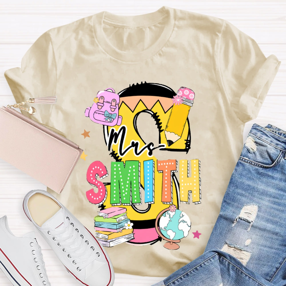 Personalized Name Teachers Book Design T-shirt