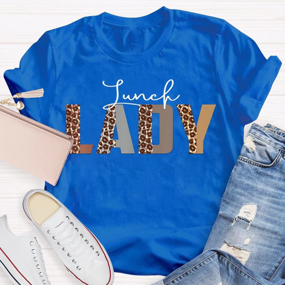 Lunch Lady Leopard Letter Print T-shirt