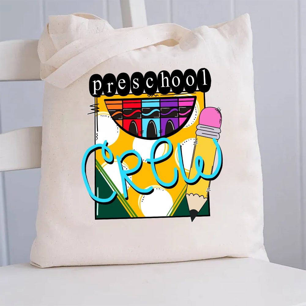 Personalized Grade Pre-k Crew Canvas Tote Bag