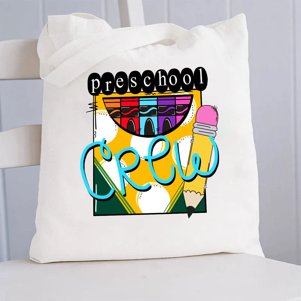 Personalized Grade Pre-k Crew Canvas Tote Bag
