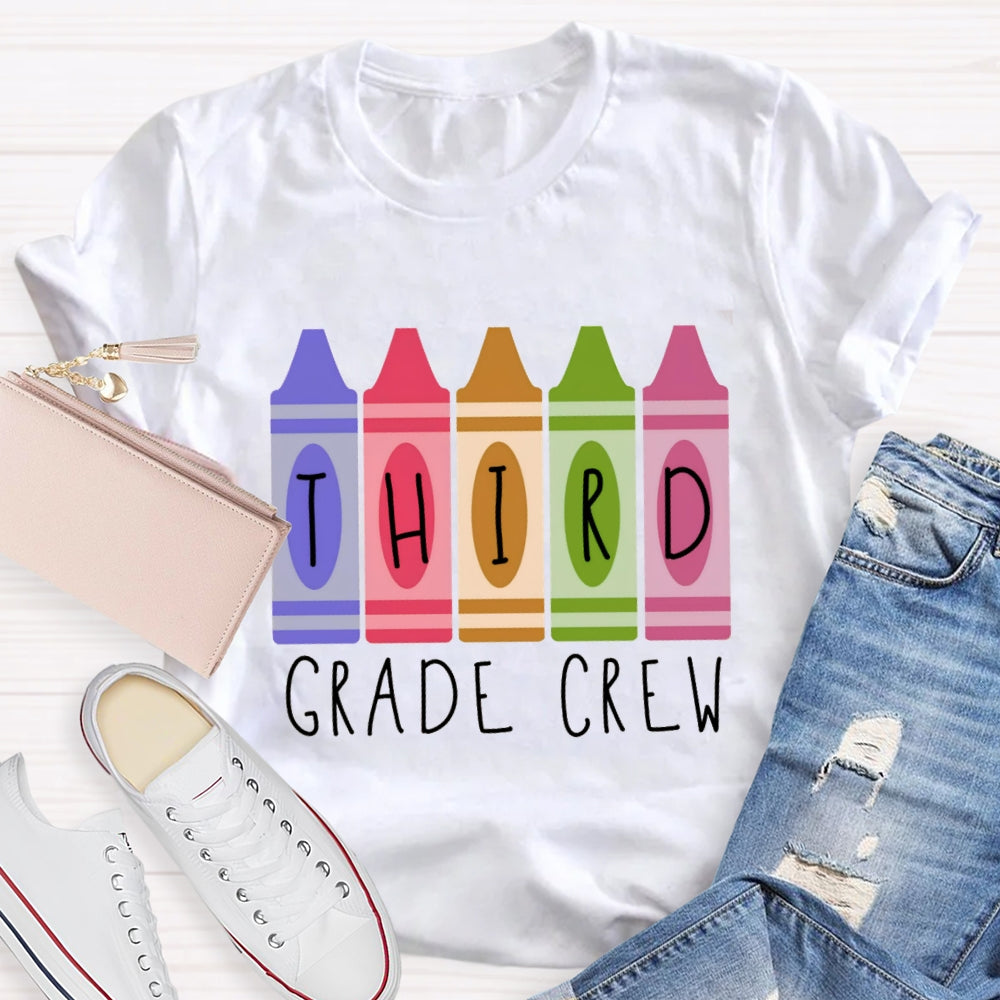 Personalized Grade Crayon Third Grade Crew T-Shirt