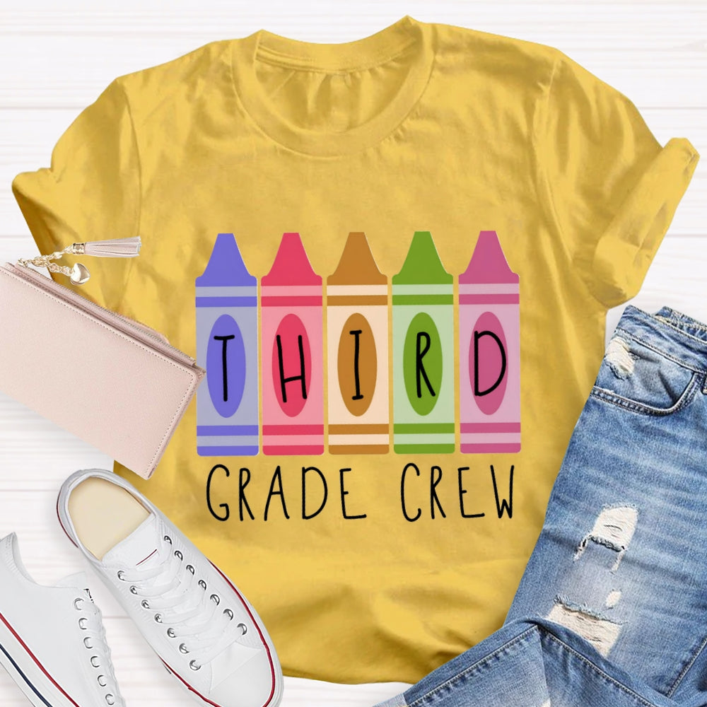 Personalized Grade Crayon Third Grade Crew T-Shirt