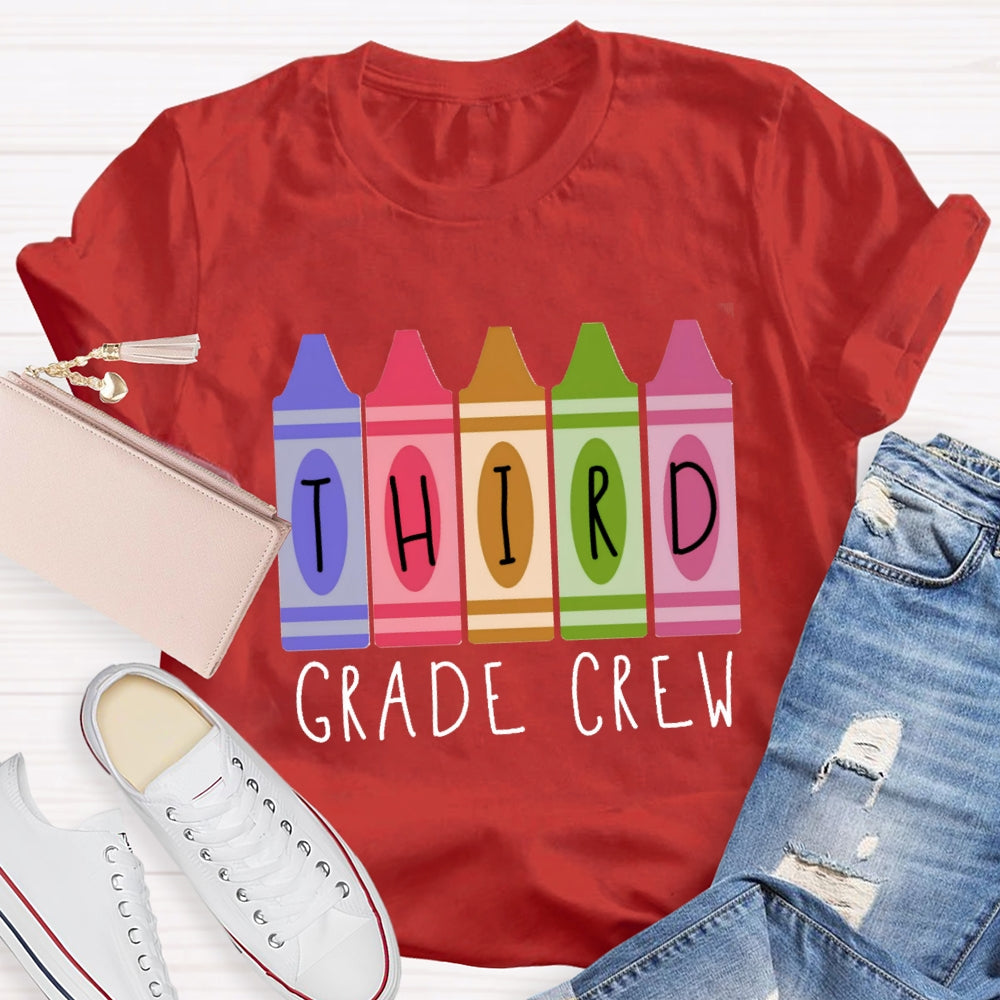 Personalized Grade Crayon Third Grade Crew T-Shirt