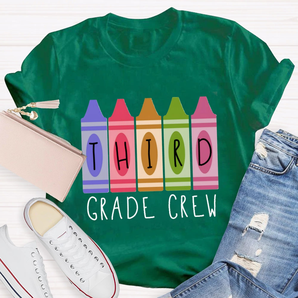 Personalized Grade Crayon Third Grade Crew T-Shirt