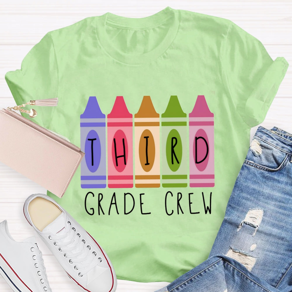 Personalized Grade Crayon Third Grade Crew T-Shirt