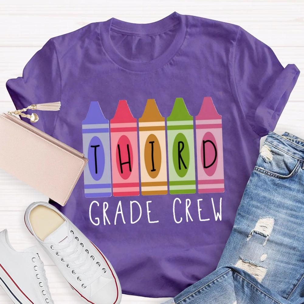 Personalized Grade Crayon Third Grade Crew T-Shirt